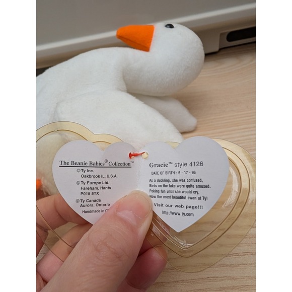 Vintage Ty Beanie Babies Gracie the Goose Style 4126 Plush Stuffed Animal Toys - Picture 2 of 6